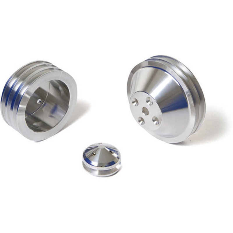 Chevy Small Block Pulley Kit V-Belt, LWP 3V Polished