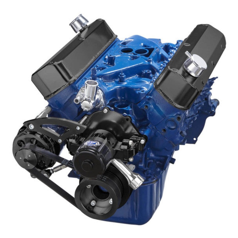 Ford 289-302-351W Serpentine Conversion Kit – Electric Water Pump – Alt Only – Black 4 Bolt Factory Damper 289 – 302 Engine No Thanks