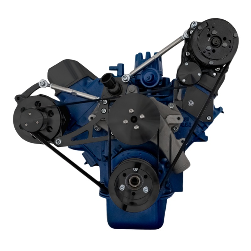 Ford 390 Serpentine System – Alternator & A/C (No Power Steering) – Black No Thanks Underdrive
