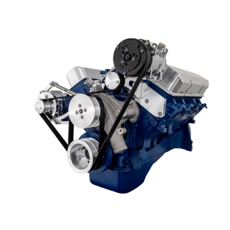 Ford 390 Serpentine System – Alternator & A/C (No Power Steering) – Polished No Thanks
