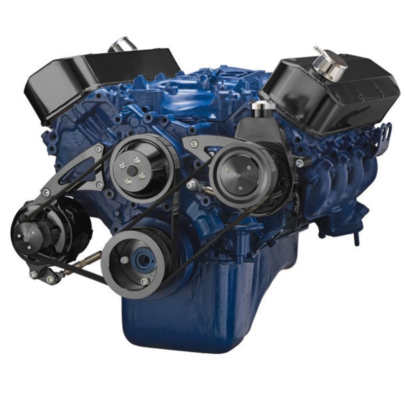 Ford 460 Serpentine System – Power Steering & Alternator – Black 5/8″ Keyway Shaft No Thanks